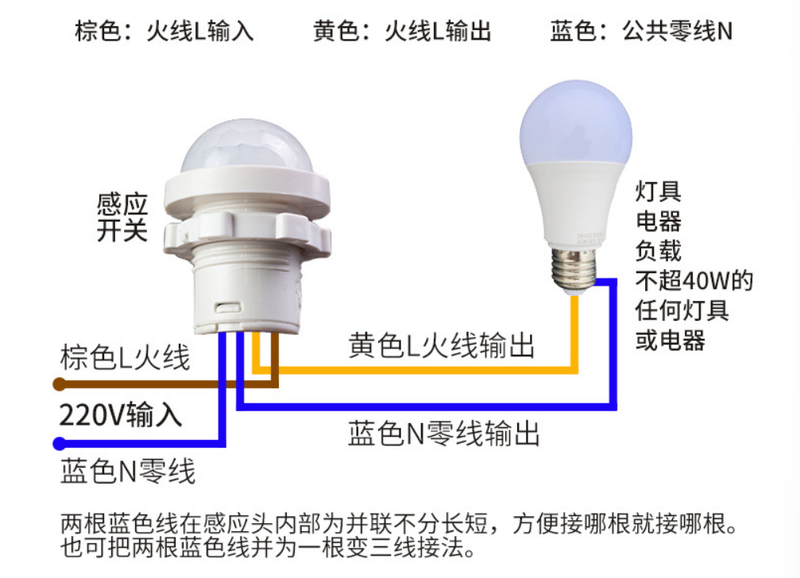文件:红外感应头模块 接线说明.png