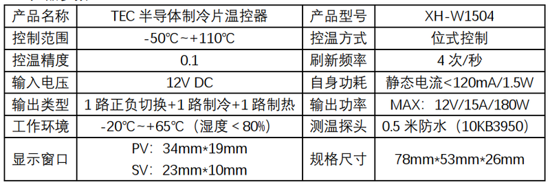 文件:XH-W1504 Digital Temperature Controller Board 产品参数.png